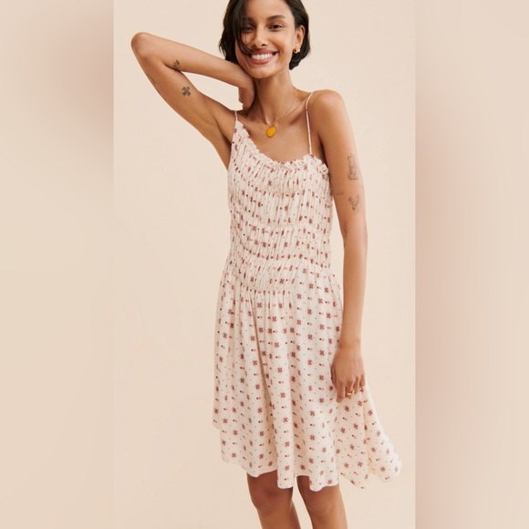 Free People Dresses & Skirts - NWOT Free People Clementina Asymmetric Floral Print Smocked Mini Dress - Small